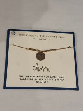 NWT Mary Square x Michelle McDowell 18K Gold-Plated 'Chosen' Scripture Bracelet